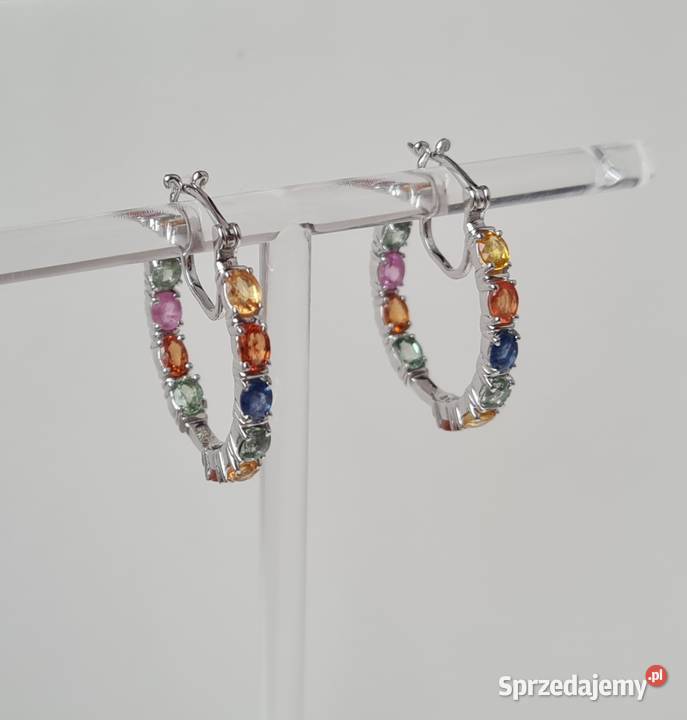 Srebrne kolczyki z szafirami korowymi Otwock