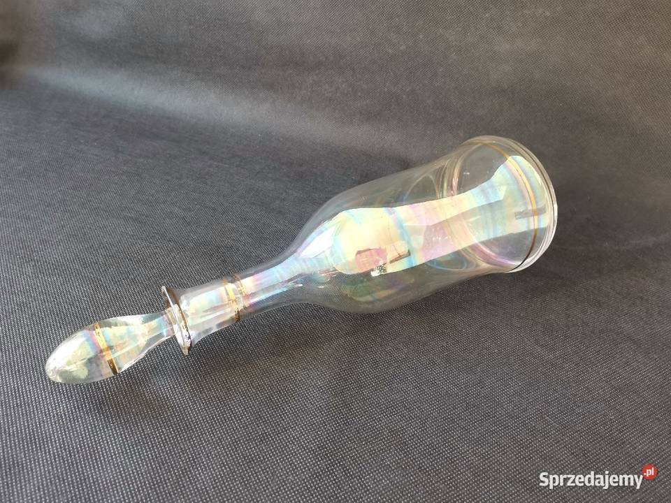 Stara przedwojenna karafka szkło opalizowane Art Katowice