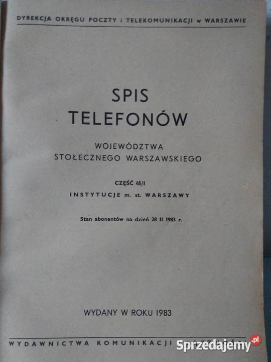 Spis telefonów 1983 woj warszawskiego Instytucje Warszawa