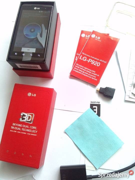 Lg p920 słuchawki kabel ładowarka etui silikonow Slot kart pamięci Luzino