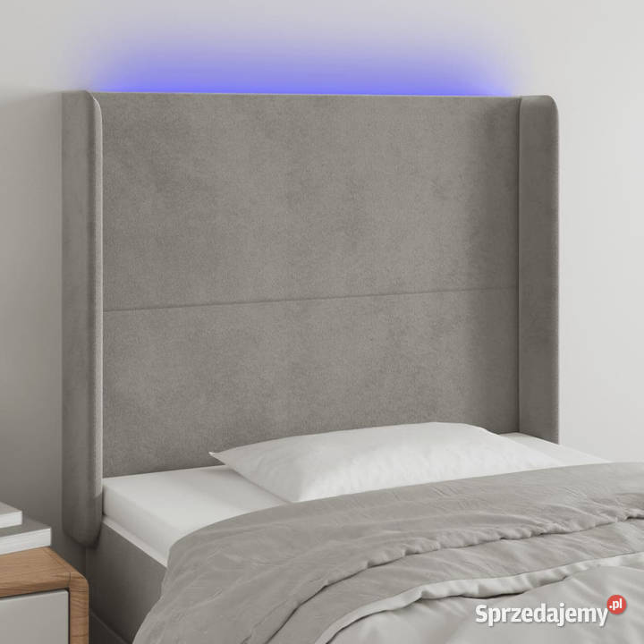 Zagłówek do łóżka z LED jasnoszary 83x16x118128 Warszawa