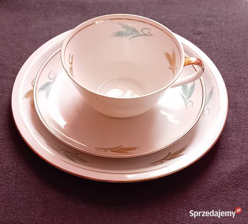 Trio śniadaniowe Kahla sygnatura z okresu 193757 Porcelana i szkło Koźminek sprzedam