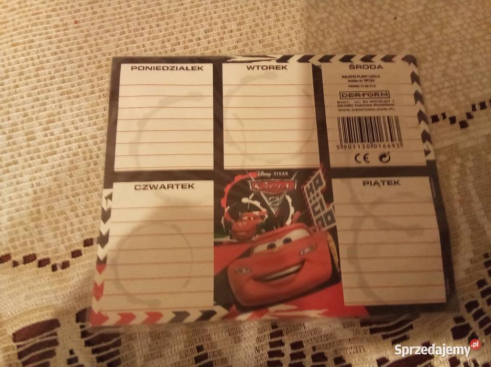 Cars Disney samoprzylepny plan lekcji Warszawa