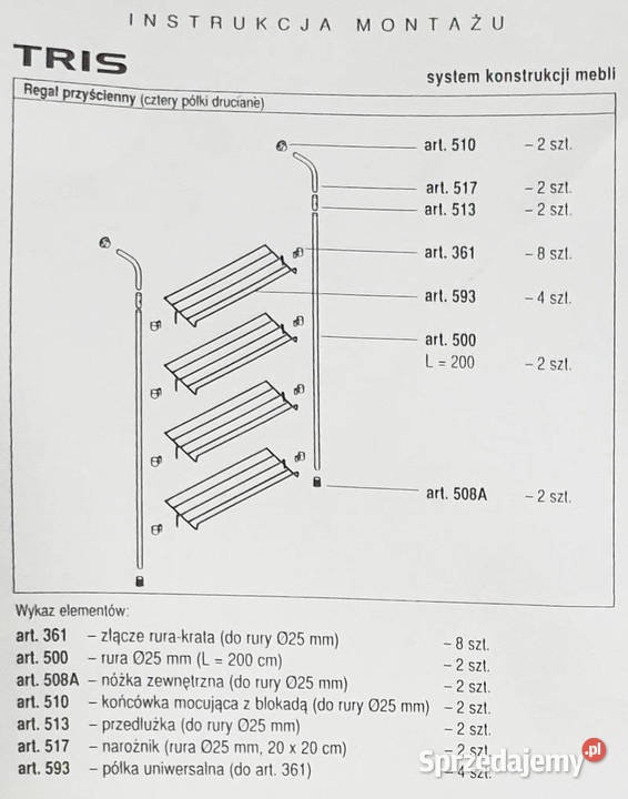 SHOP LINE TRIS przyścienny regał 220x100 stal