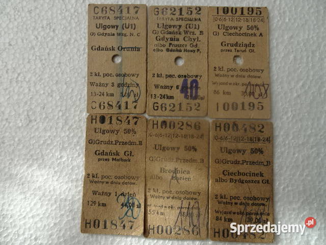 Bilety PKPz dziurka Grudziądz