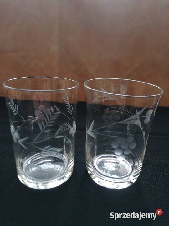 Dwie szlifowane szklanki PRL Łódź