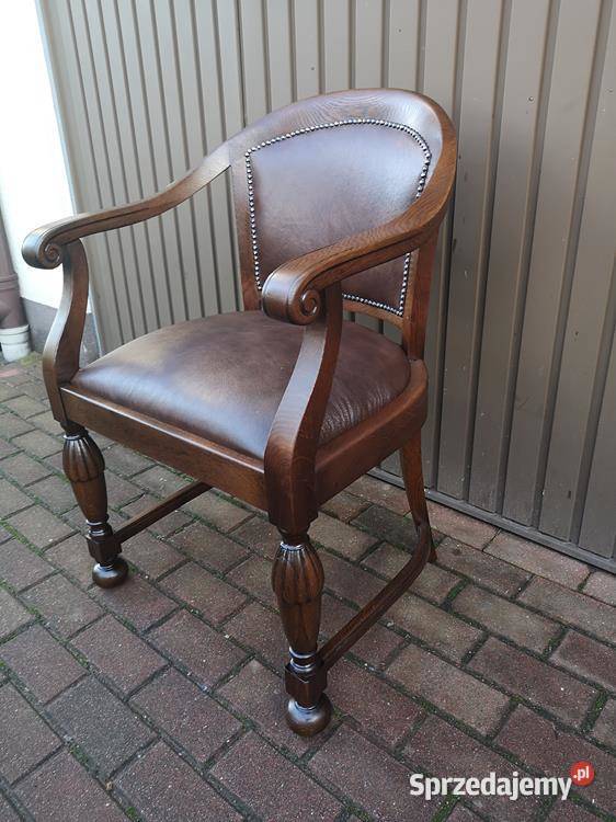 Stary Fotel Krzesło Dębowy Gabinetowy Antyk wielkopolskie
