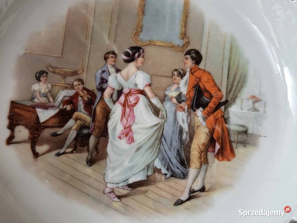 Duża ażurowa miska ze scenką staruszka Gdańsk