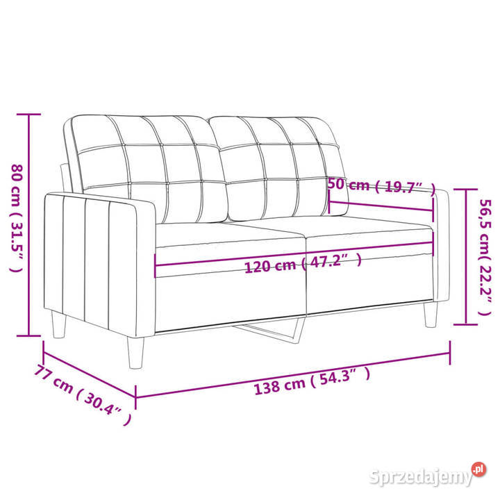 2osobowa sofa czarna 120 sztuczna skóra WM359112 Warszawa