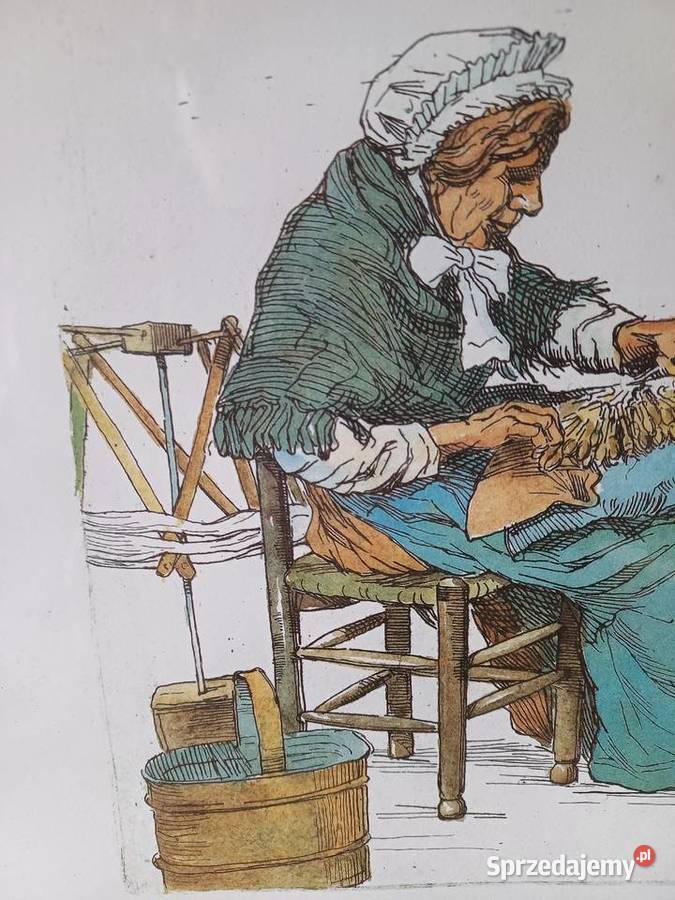 vintage obraz kolorowy grawer