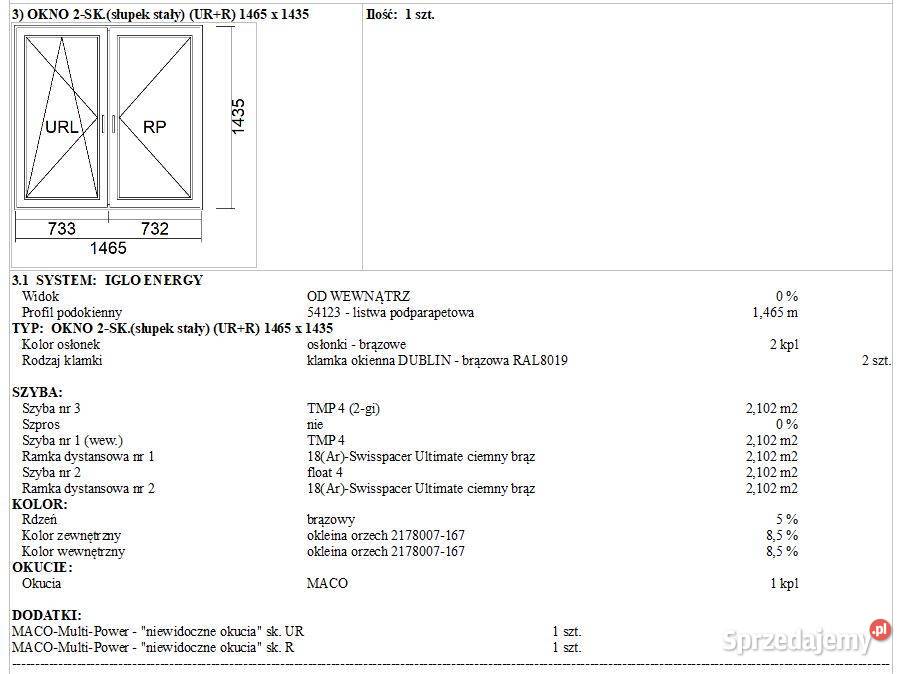 OKAZJA Okno 1465x1435 DRUTEX IGLO ENERGY Krosno sprzedam