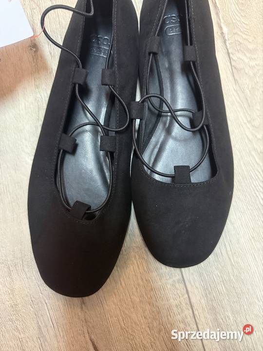 40 Asos design Czarne baleriny sznurowane z Kraków sprzedam