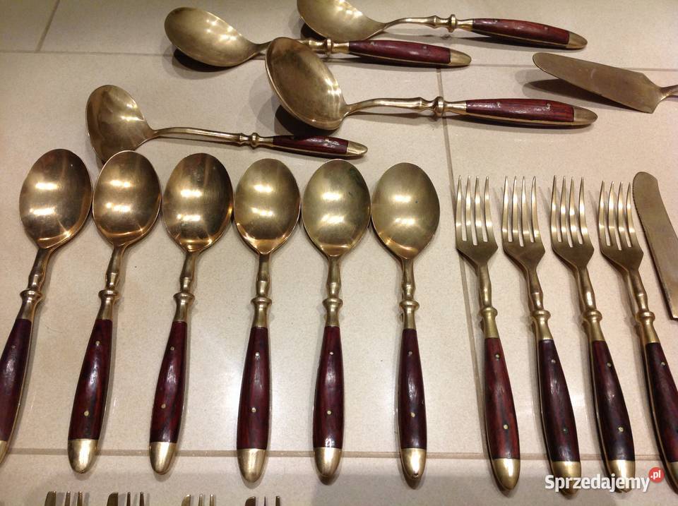 Zestaw Sztućców Brąz Drewno Wiśniowe 37 STARE Nowa Sól sprzedam