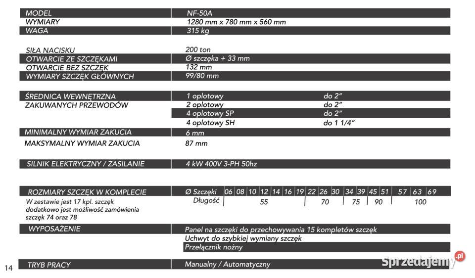 Zakuwarka do węży hydraulicznych Hydflex NF50A
