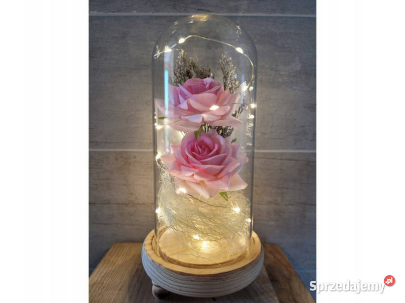 Wieczna róża w szkle LED dzika świecąca sztuczna