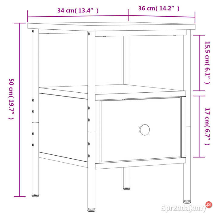 Szafka nocna czarna 34x36x50 materiał Warszawa