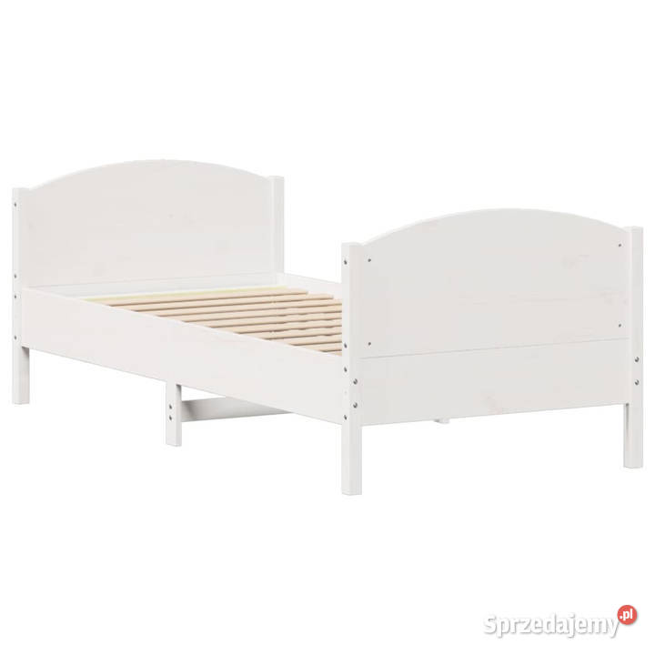 Rama łóżka bez materaca biała lite drewno 195cm mazowieckie