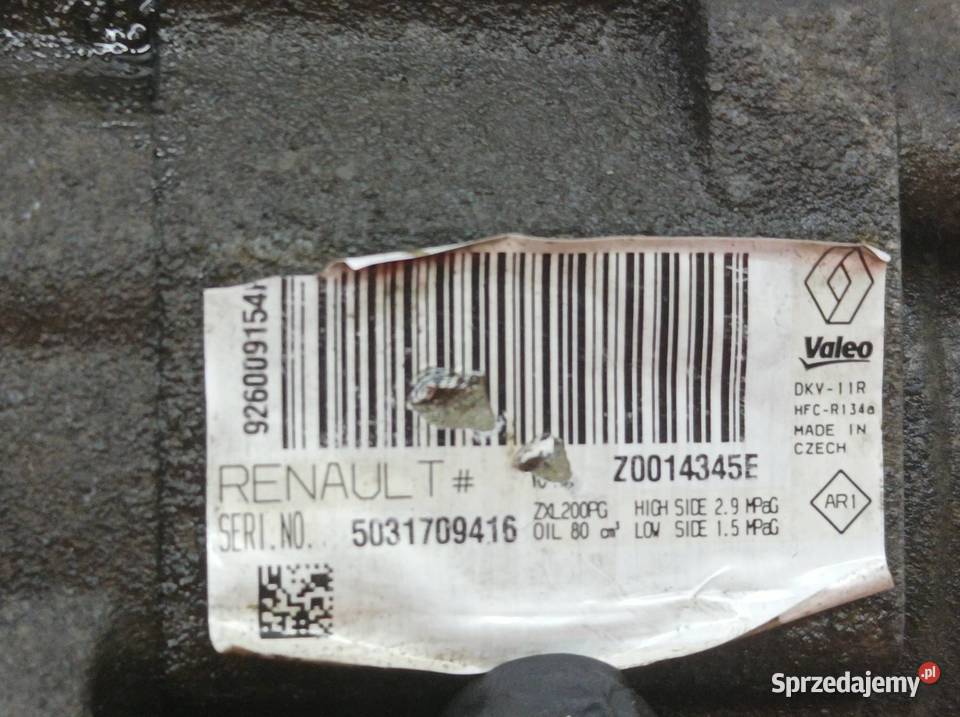 SPRĘŻARKA KLIMATYZACJI Z0014345E 15 D DCI Dacia Rok produkcji 2015 sprzedam