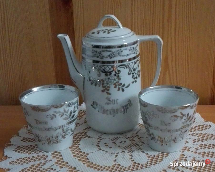 Stary Porcelanowy Zestaw Srebrne Wesele Porcelana i szkło Gliwice