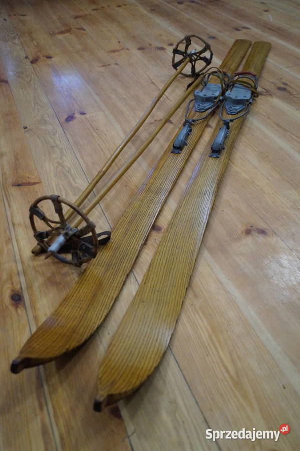 Stare narty jesionowe 185 z kijkami Pruchnik