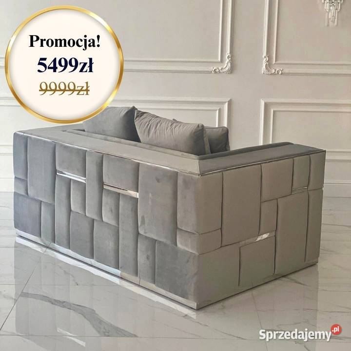 Sofa Kanapa EMPORIO 2 os Szara Designerska