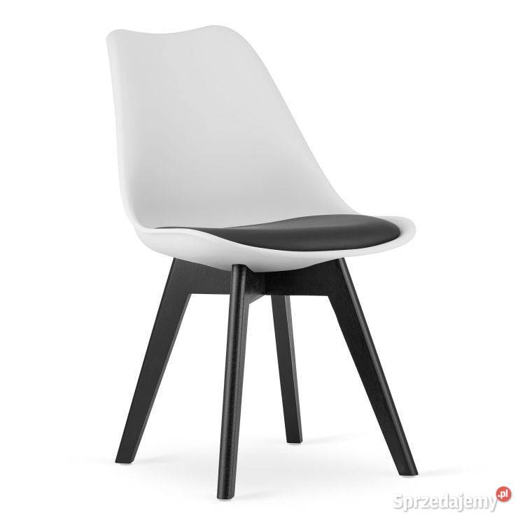 Zestaw czterech krzeseł biało czarne nogi czarne Bielsk Podlaski sprzedam