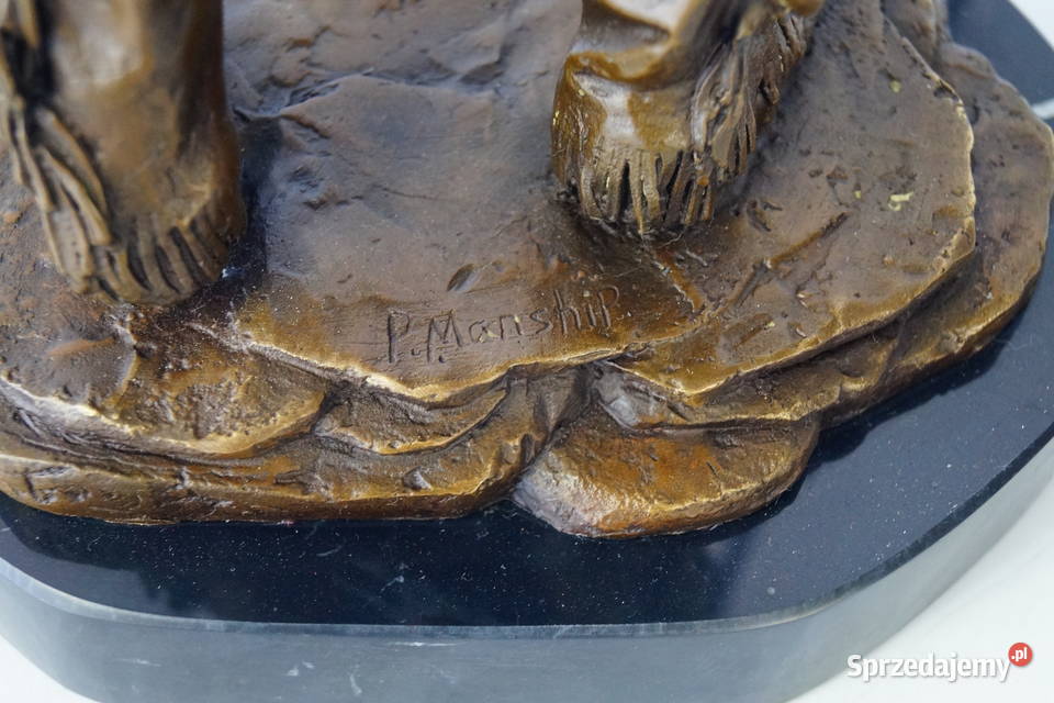 INDIANIN Z BRĄZU rzeźba figura duża wojownik Gizałki