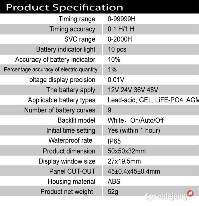 Wskaźnik naładowania baterii licznik motogodzin Gorzów Wielkopolski