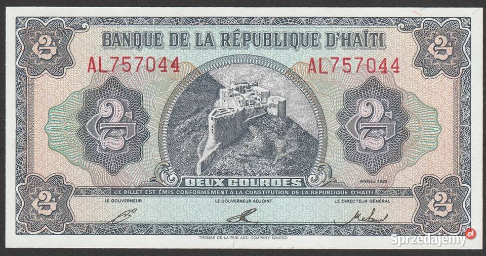 HAITI 2 gourdes 1992 STAN BANKOWY UNC Łódź sprzedam