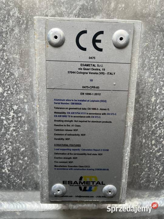 Silos silosy aluminiowe na granulat o pojemnosci Magazynowanie Wrocław