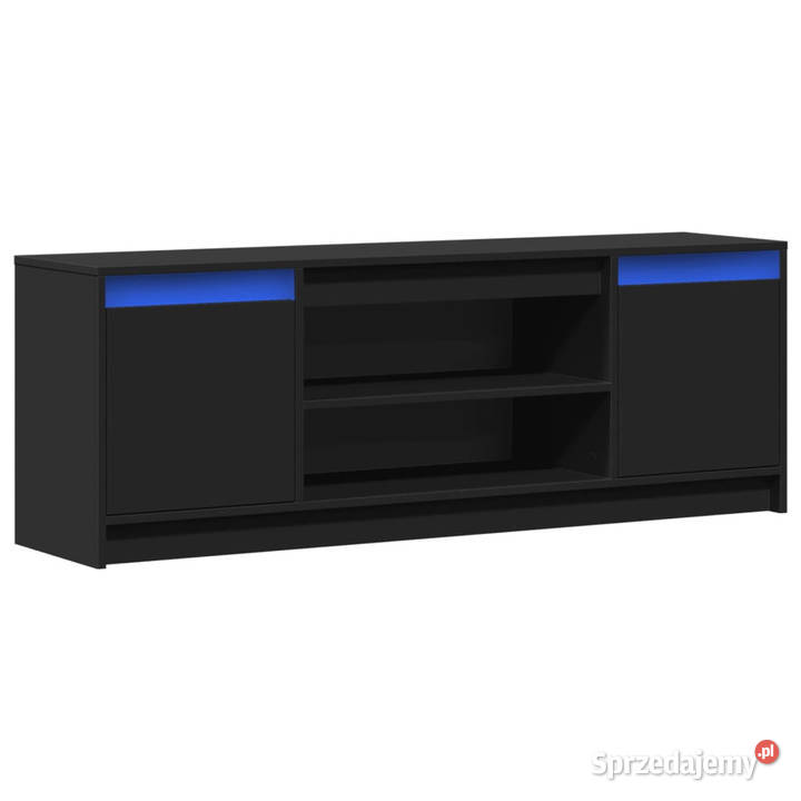 Szafka TV z LED czarna 1395x34x50 materiał Warszawa
