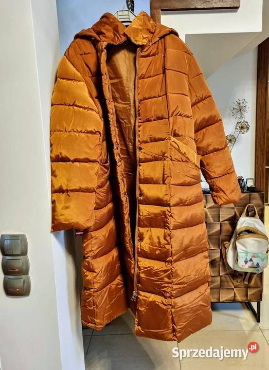 Piękny pikowany płaszcz z kapturem Rozmiar 46 wielkopolskie Poznań sprzedam