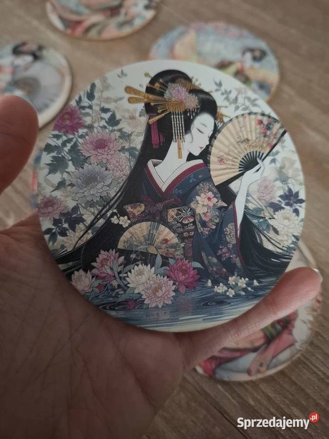 Podkładki drewniane pod kubkimotyw japoński Wąbrzeźno