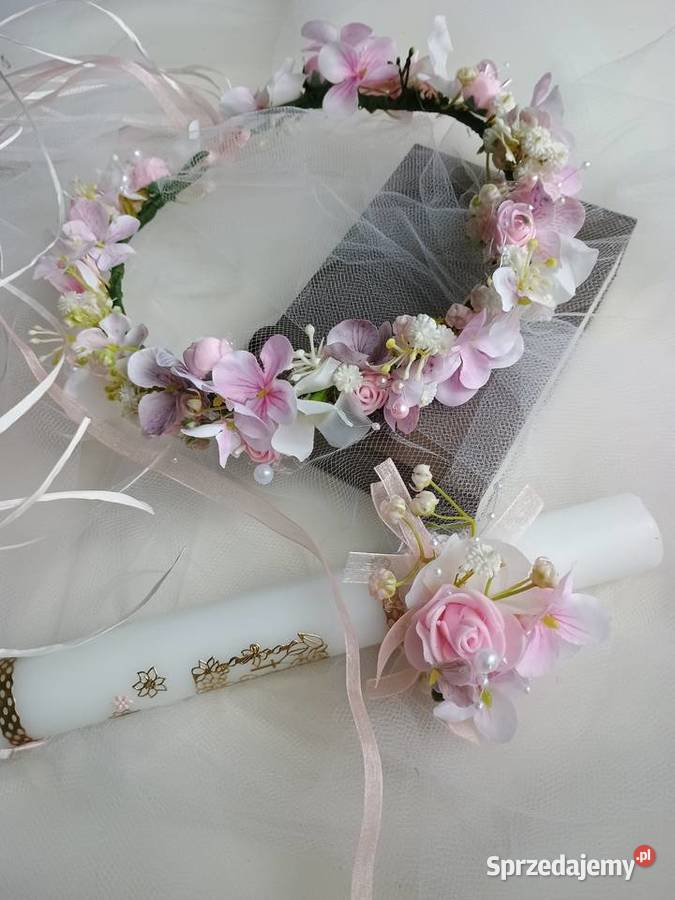 Wianek komunijny jasny róż Pozostałe wielkopolskie sprzedam