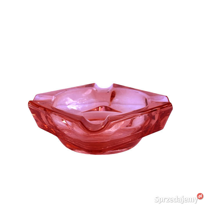 Czerwona łososiowa szklana popielnica HSG Warszawa