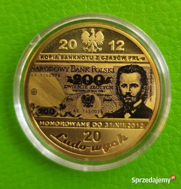 PLATYNOWANE Monety z Banknotem PRL 100 200 5000