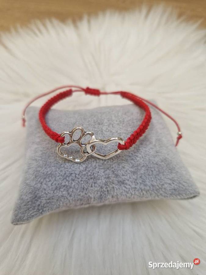 Bransoletka czerwona sznurkowa pleciona łącznik Kobylanka