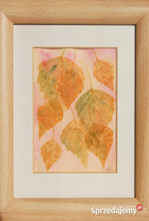 Jesienne listki brzozy akwarela Daniel Smith Obrazki i obrazy Lublin