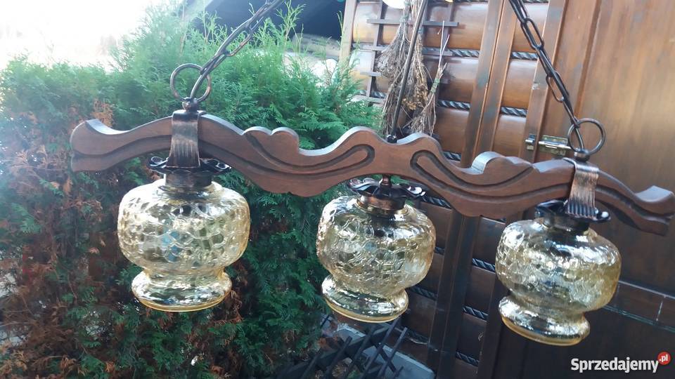 Lampa do altany kuta drewniana antyk Lubień