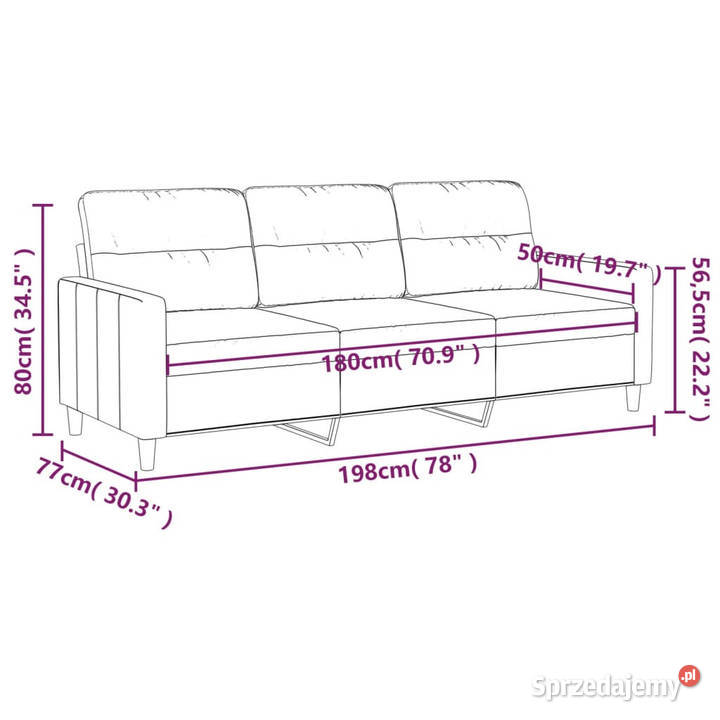 Sofa 3osobowa brązowa 180 tapicerowana tkaniną Meble Warszawa