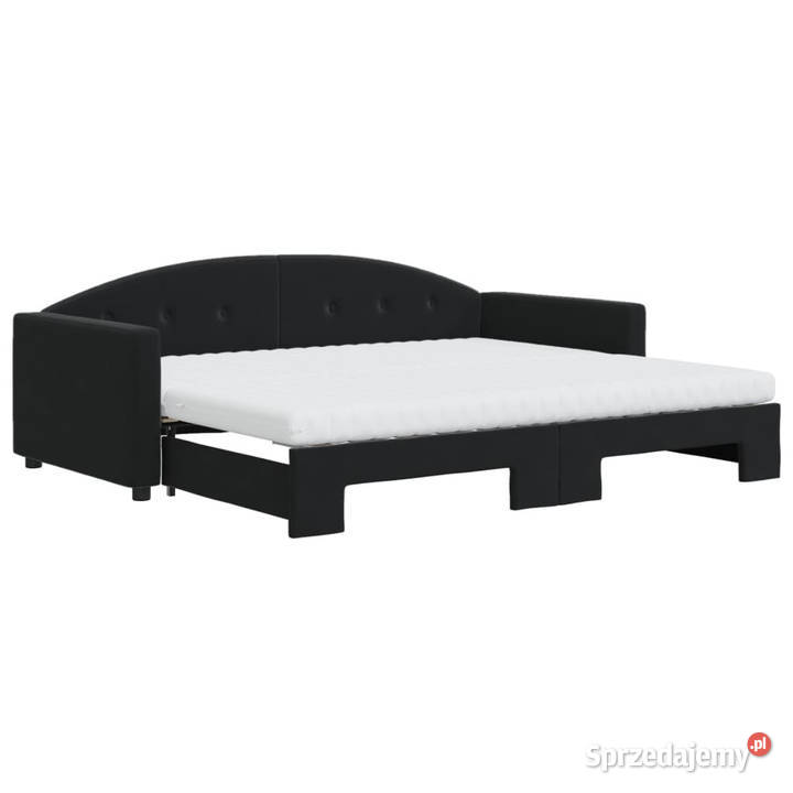 Sofa rozsuwana z materacami czarna aksamit Warszawa sprzedam