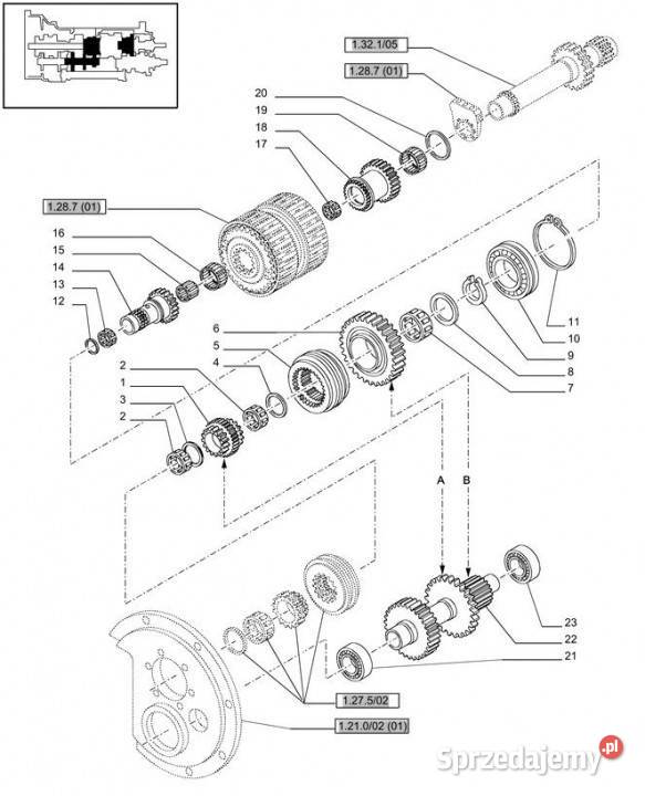 Holland T6010 Wałek napędzany 45t 64t 1246mm l Jastrzębniki