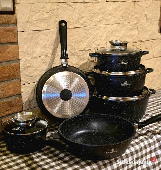 Garnki marmurkowe 12 el szare czarne Poznań