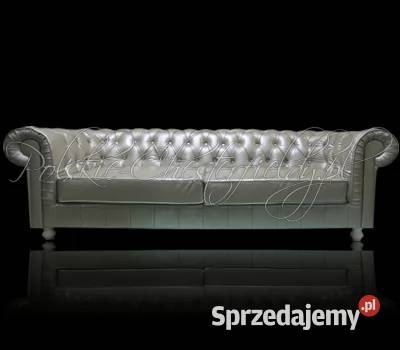 Pikowana SOFA CHESTERFIELD CANON 4 OS skóra łódzkie Łódź