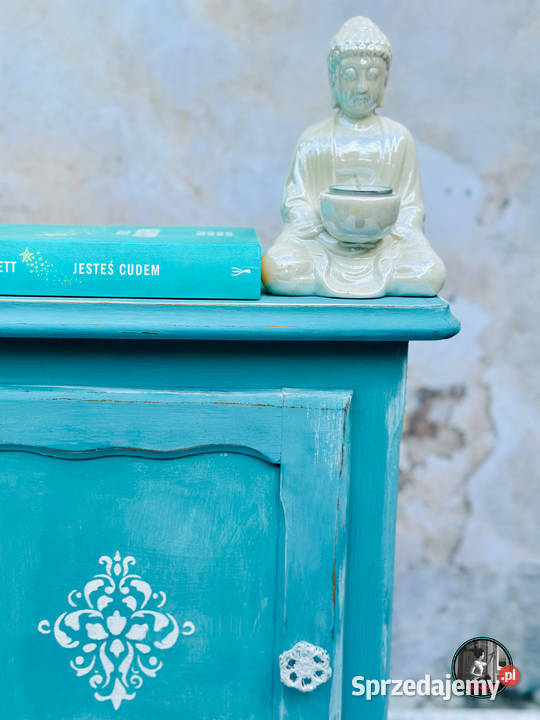 Turkusowa szafka nocna shabby chic Prowansja dolnośląskie Jelcz-Laskowice