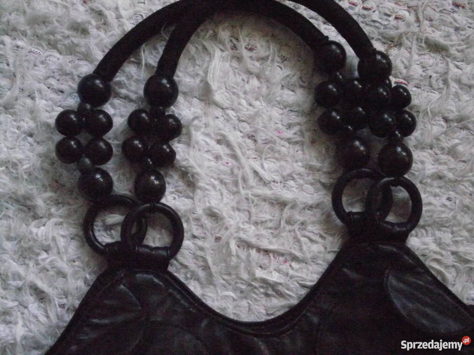 WŁOSKA CZARNA TOREBKA Z NATURALNEJ SKÓRY 10cm Piła