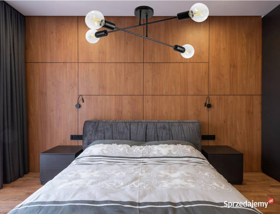 LAMPA SUFITOWA Czarna LOFT Edison 4ramienna Oświetlenie Choroszcz