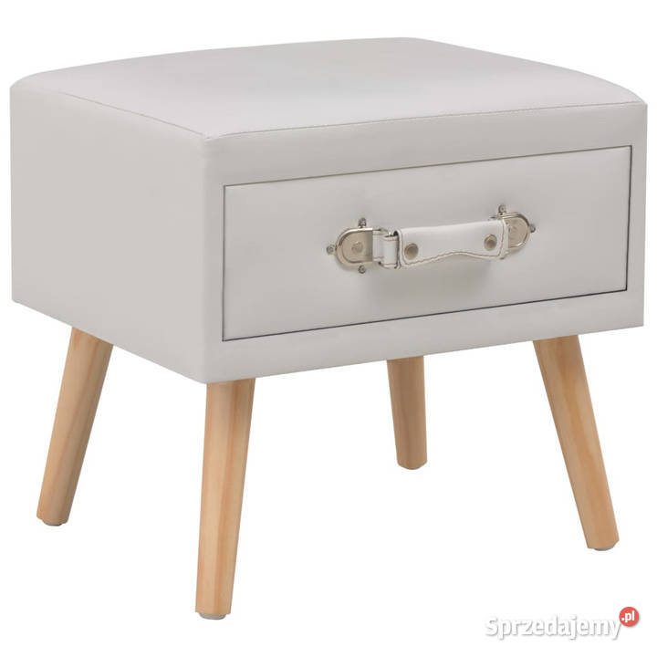 Szafka nocna biała 40x35x40 sztuczna skóra