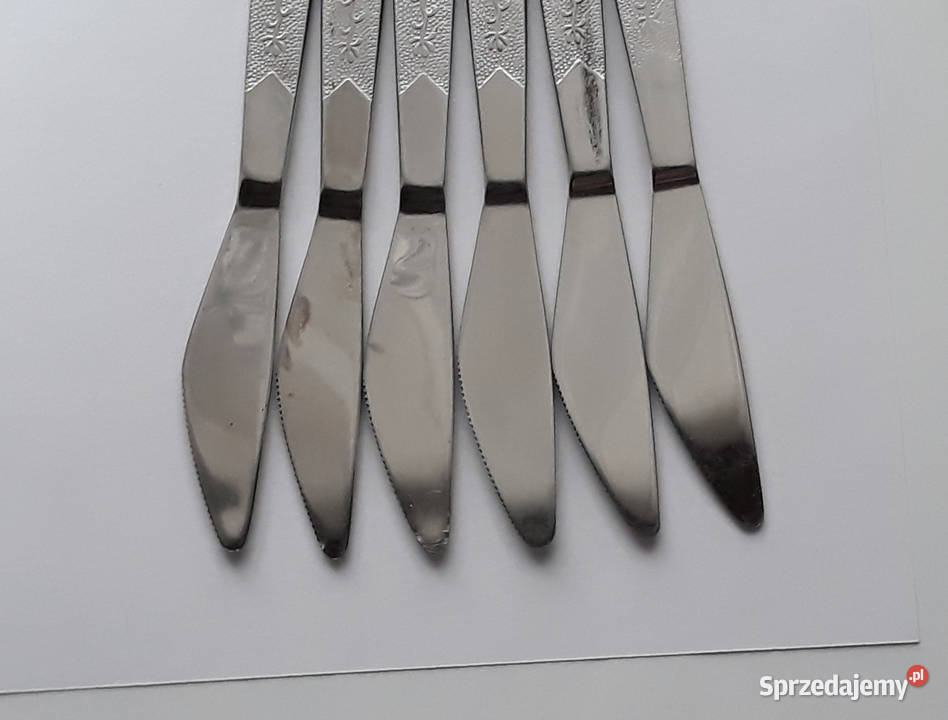 Noże obiadowe 1 ROŚLINNY Gerlach sztućce PRL śląskie Dąbrowa Górnicza