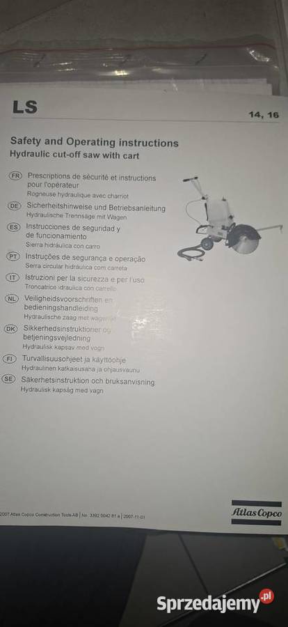 Oryginalna Instrukcja Obsługi Atlas Copco LS 14 Gniezno sprzedam